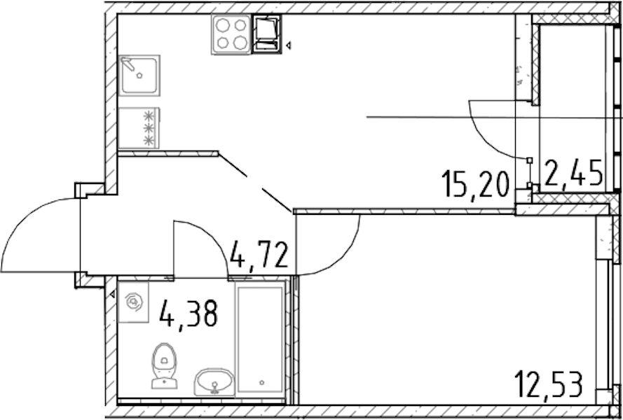 1-комнатная квартира 36.83 м², 8/17 эт., ЖК «Город Первых»